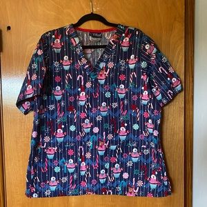 Christmas scrub top